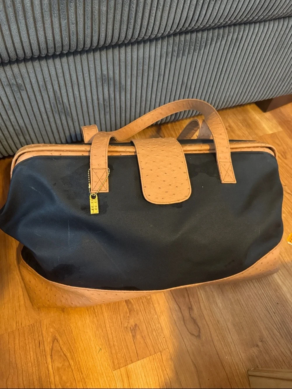 Elizabeth Arden Faux Ostrich Canvas Tote - Classic Two-Tone Carryall